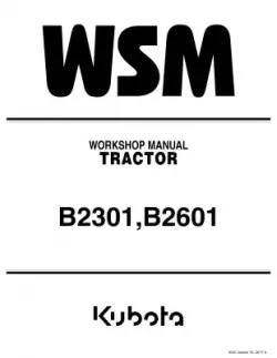 Kubota #9Y111-11560 B2301 B2601 Work Shop Manual
