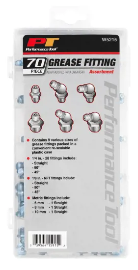 Image 1 for #PERFW5215 70 Piece Grease Fitting Assortment