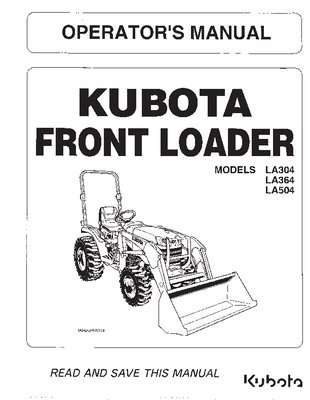 Kubota #7J055-69122 LA304 LA364 LA504 Front Loader Operators Manual 